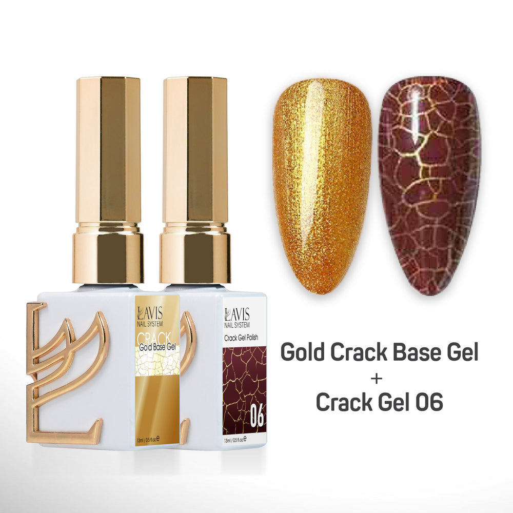 LAVIS Crack Gel 06 + Gold Crack Base Gel - 0.5 oz