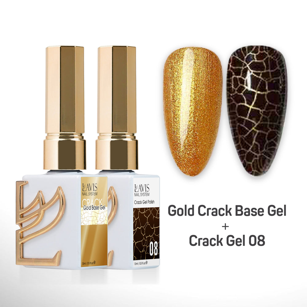 LAVIS Crack Gel 08 + Gold Crack Base Gel - 0.5 oz