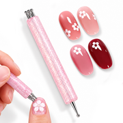 Flower Dotting Pen - Dual-Ended Nail Art Pen with Pink Glitter Handle - DTK Nail Supply