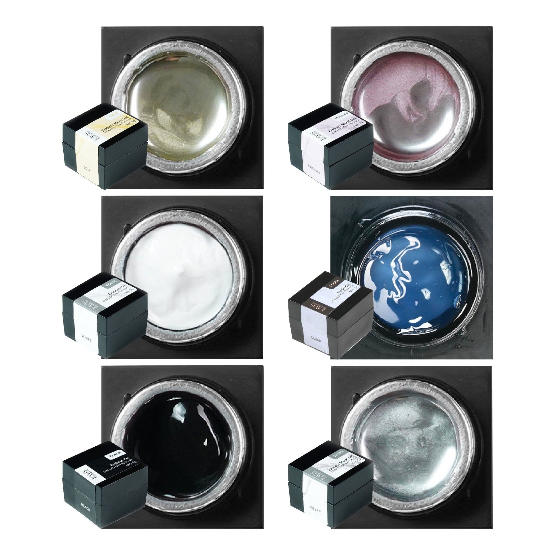 1 set Lavis emboss gel (6colors) - DTK Nail Supply