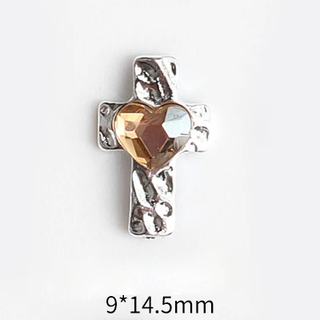 #38 Yellow LX2 #032-040 2PCS Heart Cross Silver Charm by Nail Charm sold by DTK Nail Supply