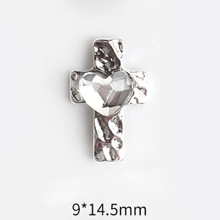 #32 Clear LX2 #032-040 2PCS Heart Cross Silver Charm by Nail Charm sold by DTK Nail Supply