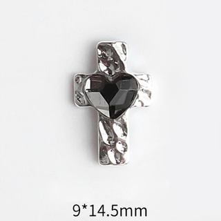 #36 Black LX2 #032-040 2PCS Heart Cross Silver Charm by Nail Charm sold by DTK Nail Supply