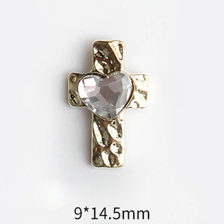 #31 Clear LX2 #031-039 2PCS Heart Cross Gold Charm by Nail Charm sold by DTK Nail Supply