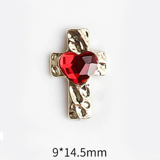 #33 Red LX2 #031-039 2PCS Heart Cross Gold Charm by Nail Charm sold by DTK Nail Supply