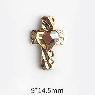 #37 Yellow LX2 #031-039 2PCS Heart Cross Gold Charm by Nail Charm sold by DTK Nail Supply