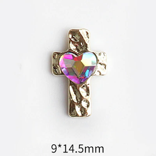 #39 Aurora LX2 #031-039 2PCS Heart Cross Gold Charm by Nail Charm sold by DTK Nail Supply