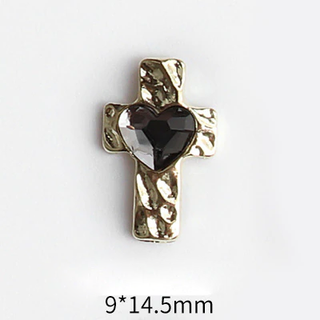 #35 Black LX2 #031-039 2PCS Heart Cross Gold Charm by Nail Charm sold by DTK Nail Supply