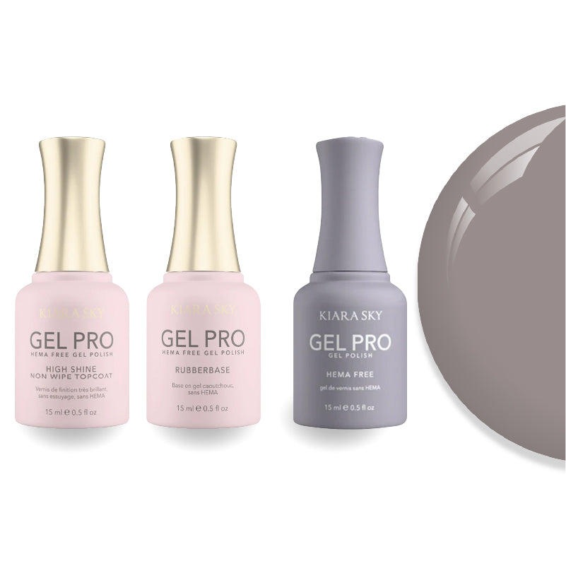 Kiara Sky Gel Pro Polish - HEMA-Free Rubber Base - High-Shine Non-Wipe Top Coat - 103 Stone Cold