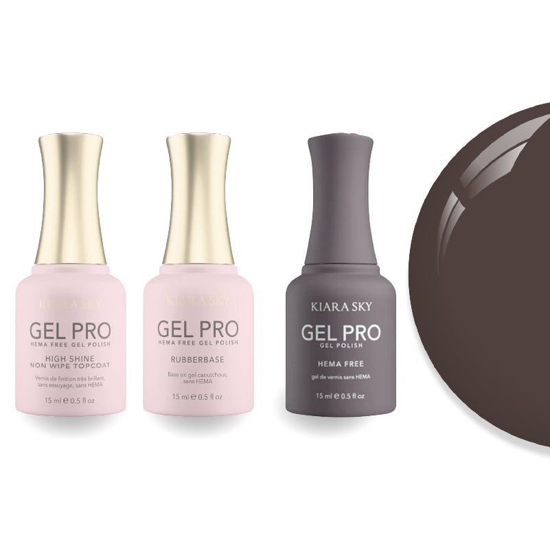 Kiara Sky Gel Pro Polish - HEMA-Free Rubber Base - High-Shine Non-Wipe Top Coat - 105 Shady