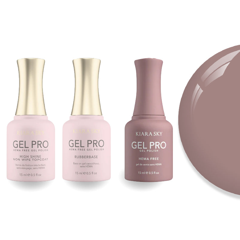 Kiara Sky Gel Pro Polish - HEMA-Free Rubber Base - High-Shine Non-Wipe Top Coat - 106 Smokey Blush