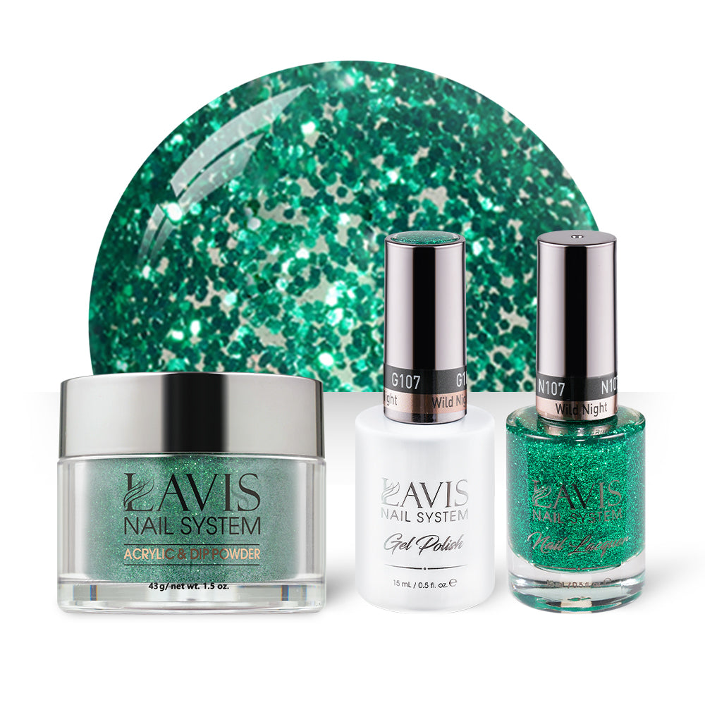  LAVIS 3 in 1 - 107 Wild Night - Acrylic & Dip Powder, Gel & Lacquer by LAVIS NAILS sold by DTK Nail Supply