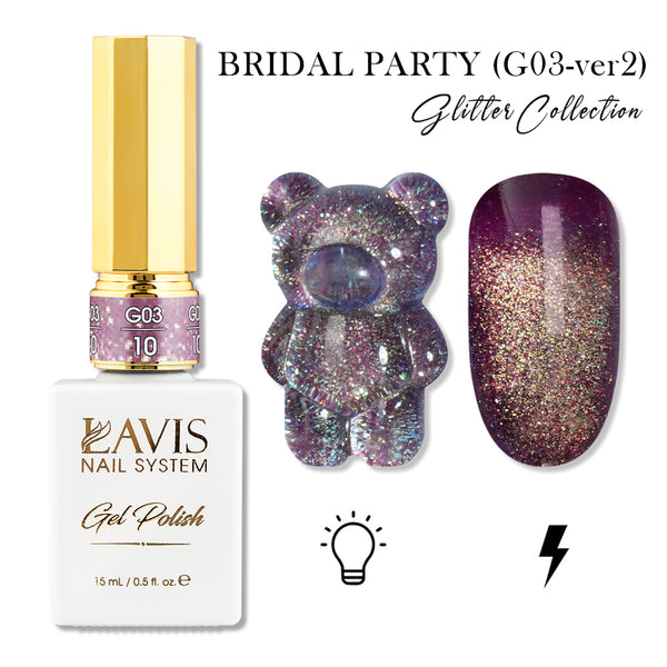 LAVIS 10 (G03-ver2) - Gel Polish 0.5 oz - Bridal Party Glitter Collection by LAVIS NAILS sold by DTK Nail Supply