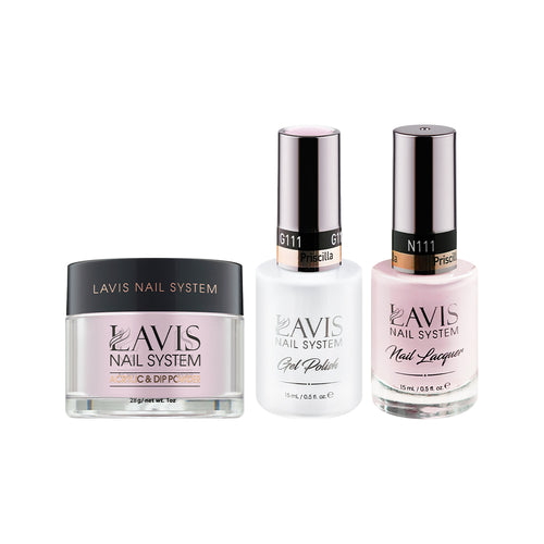  LAVIS 3 in 1 - 111 Priscilla - Acrylic & Dip Powder, Gel & Lacquer by LAVIS NAILS sold by DTK Nail Supply