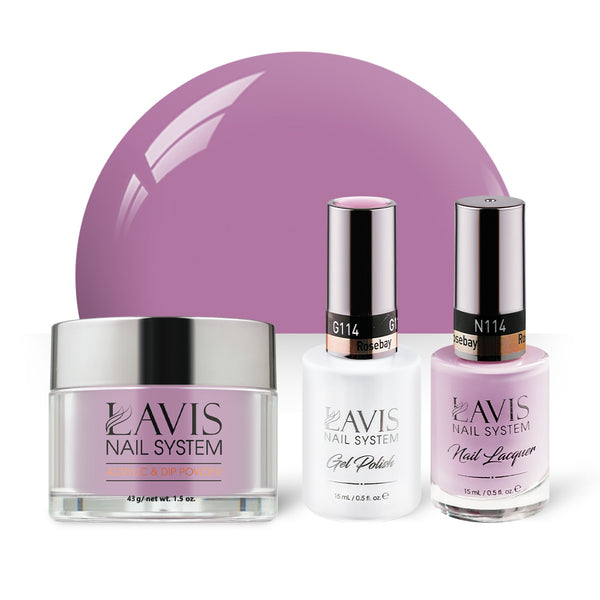  LAVIS 3 in 1 - 114 Rosebay - Acrylic & Dip Powder, Gel & Lacquer by LAVIS NAILS sold by DTK Nail Supply