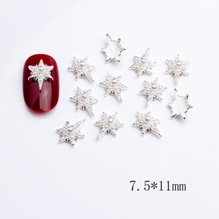 LX2 #403-404 2PCS Pointed Star Nail Charm - Pearl