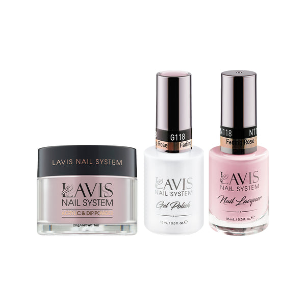  LAVIS 3 in 1 - 118 Fading Rose - Acrylic & Dip Powder, Gel & Lacquer by LAVIS NAILS sold by DTK Nail Supply