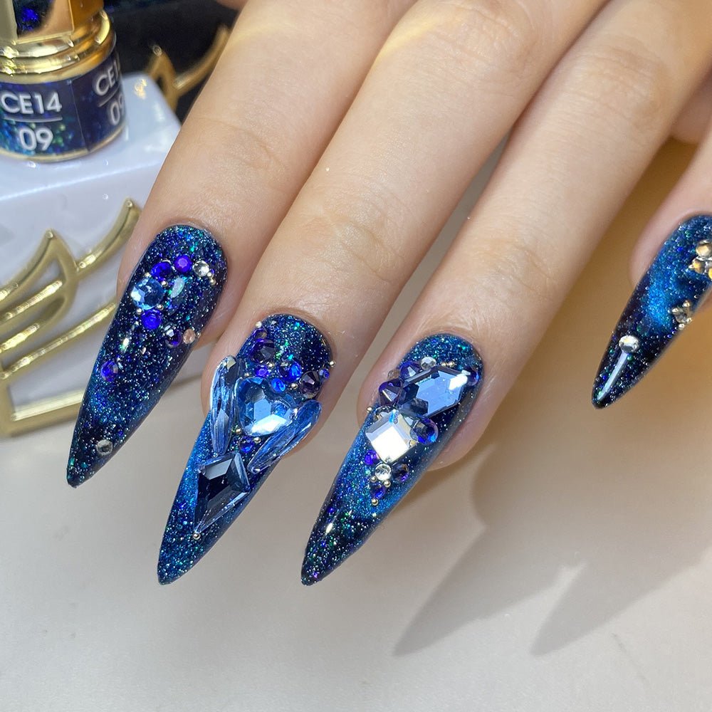 12 Grids Flat Diamonds Rhinestones 03 Blue - DTK Nail Supply