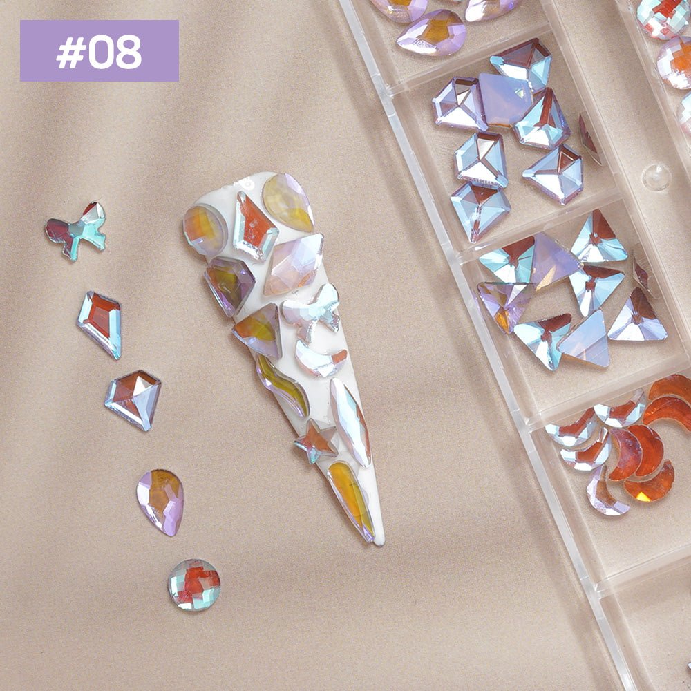 12 Grids Flat Diamonds Rhinestones 08 Transparent Purple - DTK Nail Supply