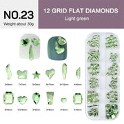 12 Grids Flat Diamonds Rhinestones 23 Light Green - DTK Nail Supply