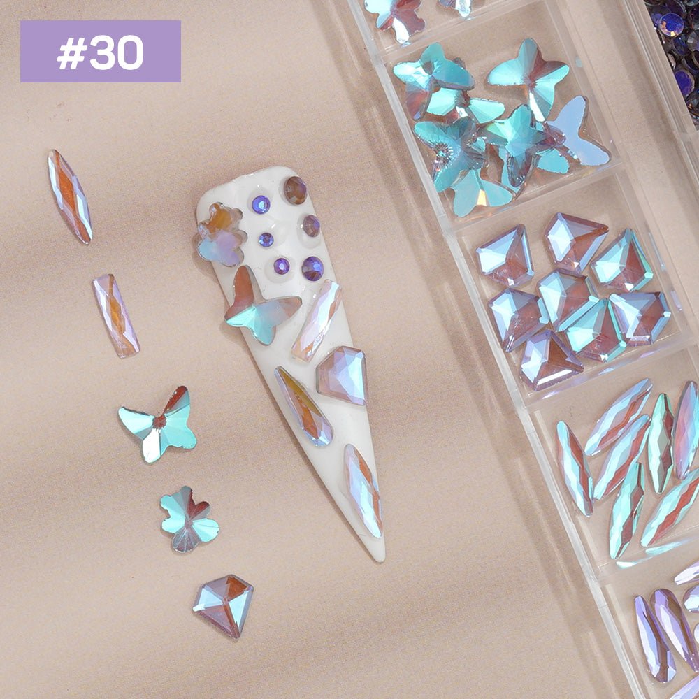 12 Grids Flat Diamonds Rhinestones 30 Phantom - DTK Nail Supply