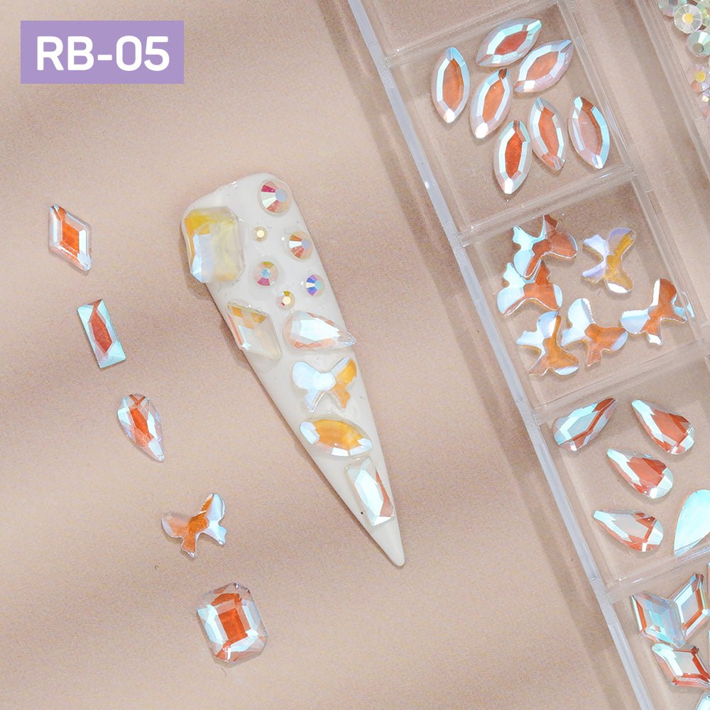 12 Grids Flatback Rhinestones RB - 05 Aurora AB - DTK Nail Supply