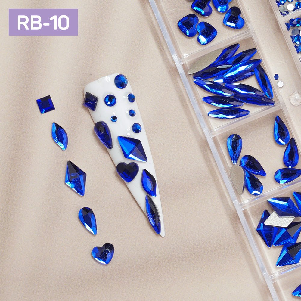 12 Grids Flatback Rhinestones RB - 10 Sapphire - DTK Nail Supply