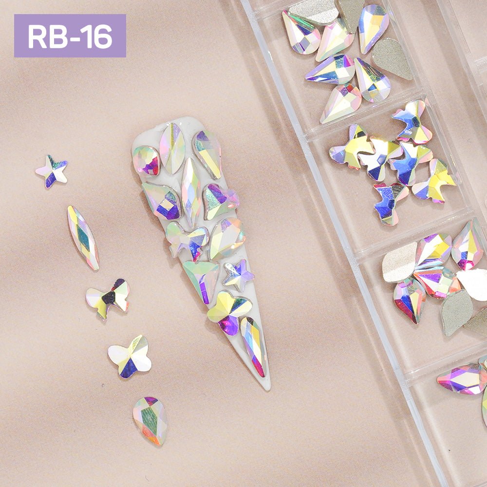 12 Grids Flatback Rhinestones RB - 16 AB - DTK Nail Supply