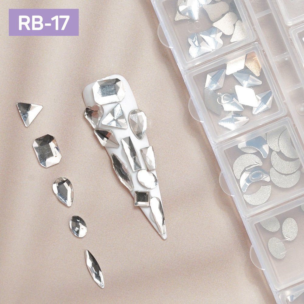 12 Grids Flatback Rhinestones RB - 17 Clear - DTK Nail Supply