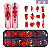 12 Grids Flatback Rhinestones RB - 19 Red - DTK Nail Supply