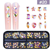 12 Grids Flatback Rhinestones RB - 20 Pink AB - DTK Nail Supply