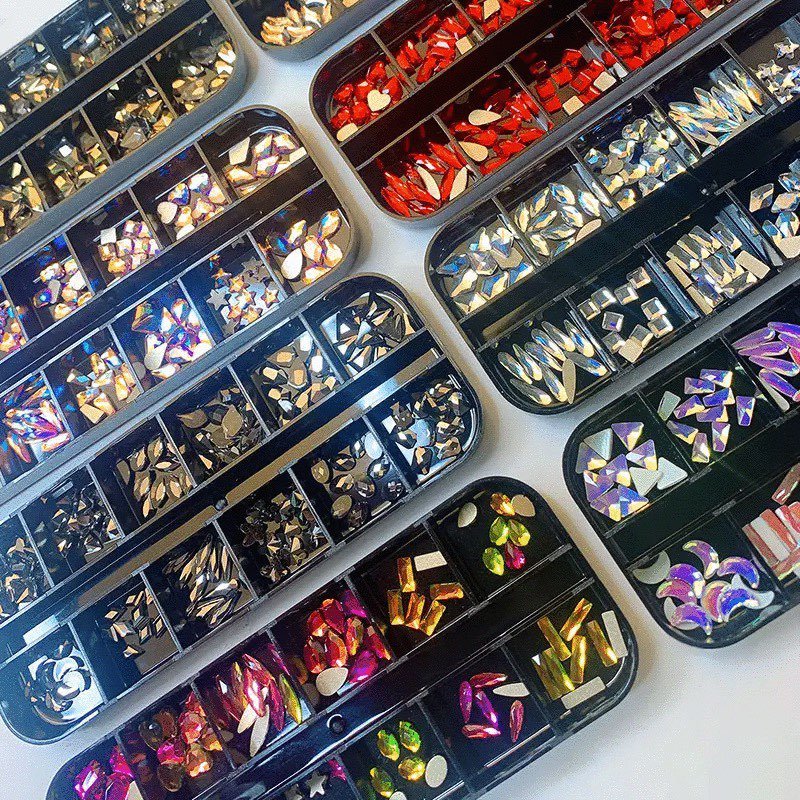 12 Grids Flatback Rhinestones RB - 21 Mine Gold - DTK Nail Supply