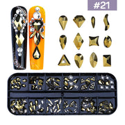 12 Grids Flatback Rhinestones RB - 21 Mine Gold - DTK Nail Supply