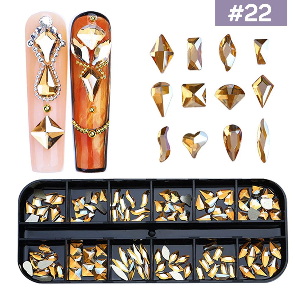 12 Grids Flatback Rhinestones RB - 22 Champagne - DTK Nail Supply