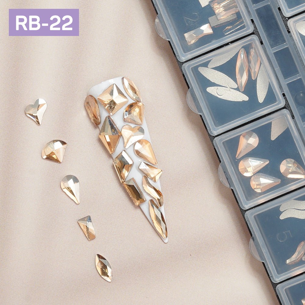 12 Grids Flatback Rhinestones RB - 22 Champagne - DTK Nail Supply