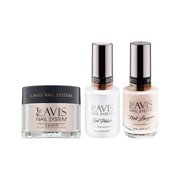  LAVIS 3 in 1 - 121 Simplify Beige - Acrylic & Dip Powder, Gel & Lacquer by LAVIS NAILS sold by DTK Nail Supply