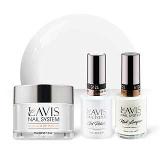  LAVIS 3 in 1 - 124 White Dove - Acrylic & Dip Powder, Gel & Lacquer by LAVIS NAILS sold by DTK Nail Supply