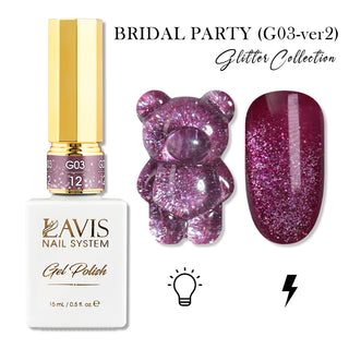 LAVIS 12 (G03-ver2) - Gel Polish 0.5 oz - Bridal Party Glitter Collection