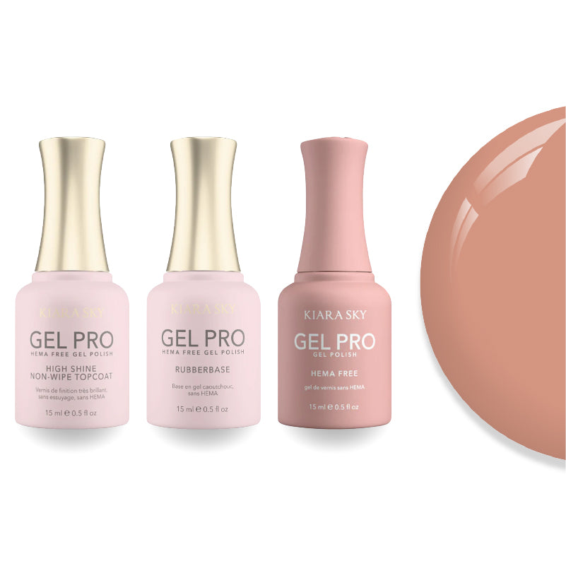 Kiara Sky Gel Pro Polish - HEMA-Free Rubber Base - High-Shine Non-Wipe Top Coat - 012 Glamour Time