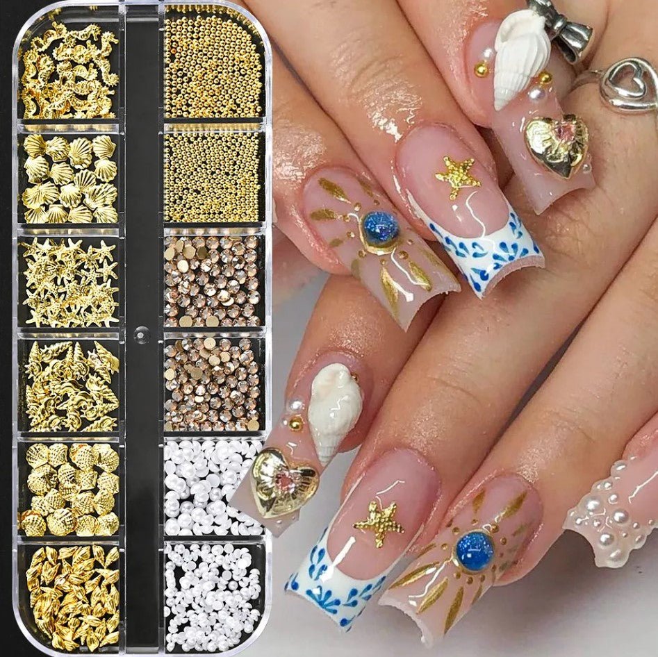 12Gird 3D Starfish Shell Pearl Ocean - DTK Nail Supply