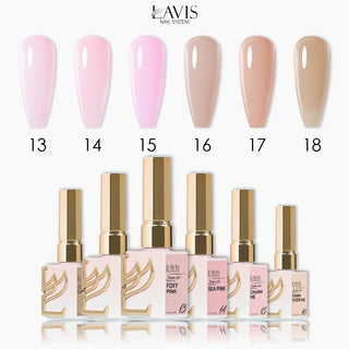 LAVIS Builder Gel In The Bottle - Set 6 Colors (B13 - B18) - Gel Polish 15ml by LAVIS NAILS sold by DTK Nail Supply