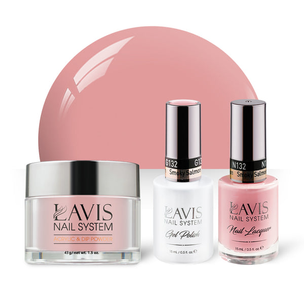  LAVIS 3 in 1 - 132 Smoky Salmon - Acrylic & Dip Powder, Gel & Lacquer by LAVIS NAILS sold by DTK Nail Supply