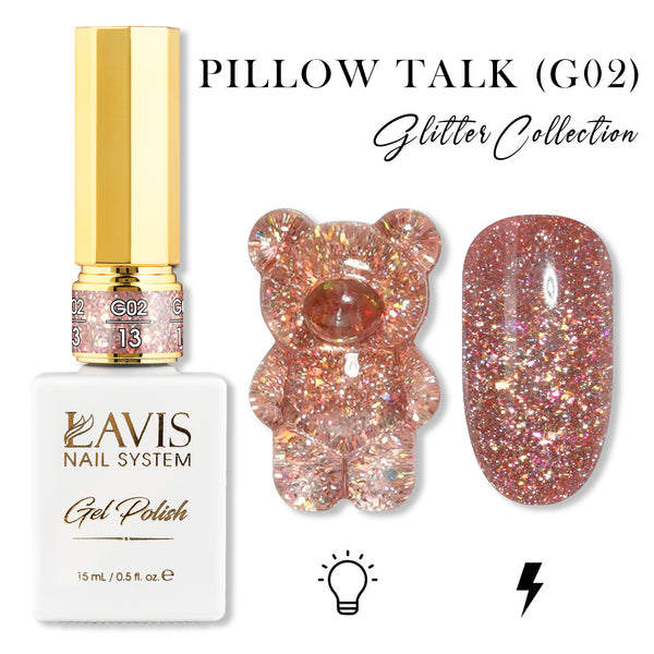 LAVIS Glitter G02 - 13 - Gel Polish 0.5 oz - Pillow Talk Collection by LAVIS NAILS sold by DTK Nail Supply