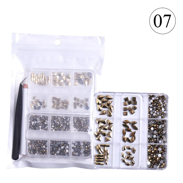 2 Pack 6 Grid Glass FlatBack Rhinestones #07 Champagne Gold