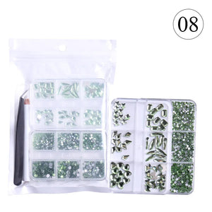 2 Pack 6 Grid Glass FlatBack Rhinestones #08 Peridot
