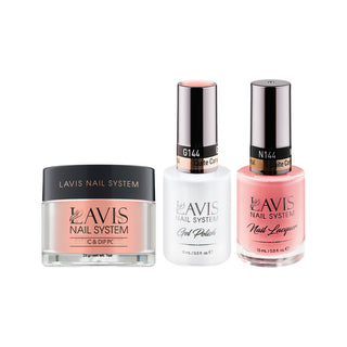  LAVIS 3 in 1 - 144 Quite Coral - Acrylic & Dip Powder, Gel & Lacquer by LAVIS NAILS sold by DTK Nail Supply
