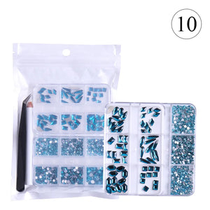 2 Pack 6 Grid Glass FlatBack Rhinestones #10 Aqua Bohemica