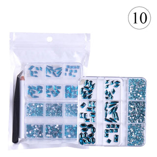  2 Pack 6 Grid Glass FlatBack Rhinestones #10 Aqua Bohemica by Rhinestones sold by DTK Nail Supply