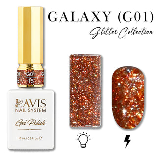 LAVIS Glitter G01 - 15 - Gel Polish 0.5 oz - Galaxy Collection by LAVIS NAILS sold by DTK Nail Supply