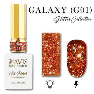 LAVIS Glitter G01 - 16 - Gel Polish 0.5 oz - Galaxy Collection by LAVIS NAILS sold by DTK Nail Supply